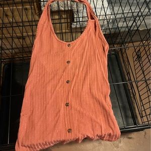 Two halter tops with fake buttons